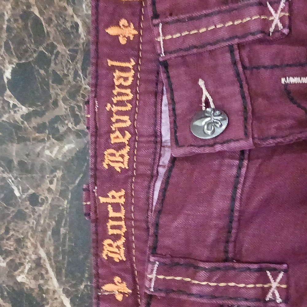 Maroon rock revival straight jeans
